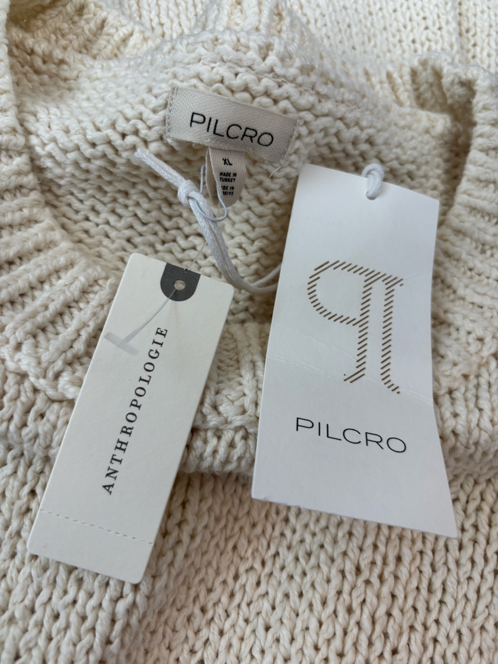 Anthropologie Pilcro Harlow Oversized Roll-Hem Sweater In Ivory Size XL NWT - Picture 10 of 11